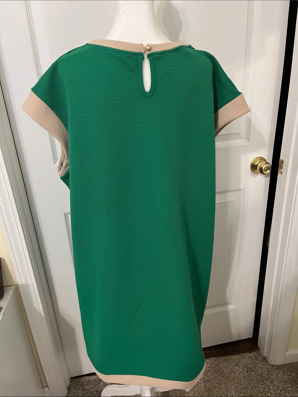 Green Shift Dress with Cream Trim — Womens 2XL Dress - Picture 5 of 8